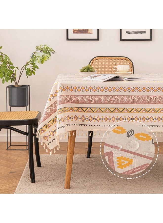 دبليو أيه أو كي أن 140 × 180 سم طاولة الطعام مع القطن والكتان مفرش المائدة ، البوهيمي نمط شرابة غير قابلة للطي مجموعة الجدول ، مطبخ عشاء مع حماية سطح المكتب مستطيلة - Image 5
