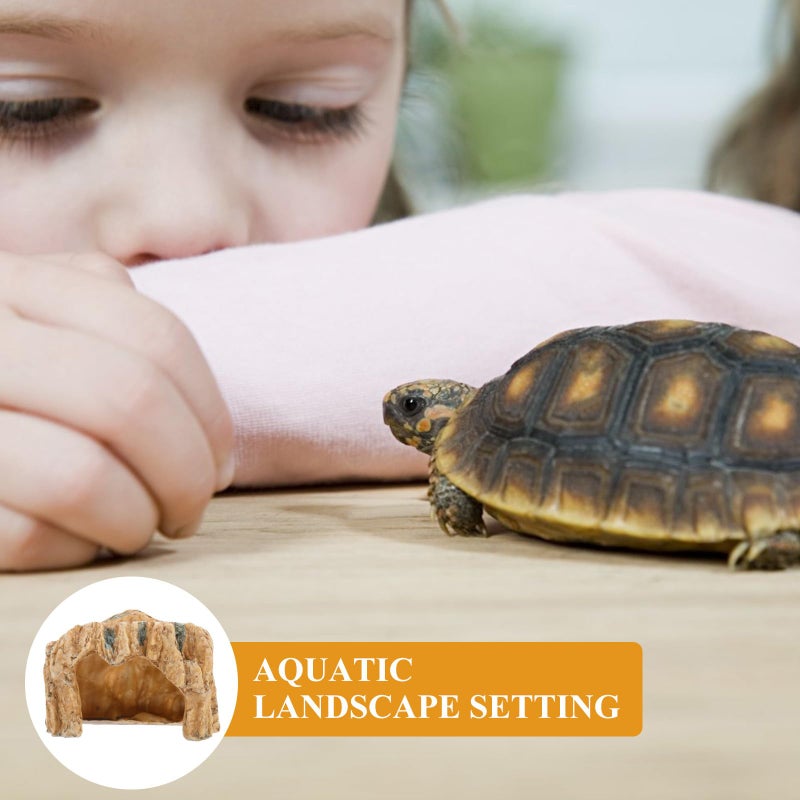 Turtle Basking Platform with Climbing Cave Resin Reptile Habitat Hideout Rock for Aquarium Terrarium - Image 5