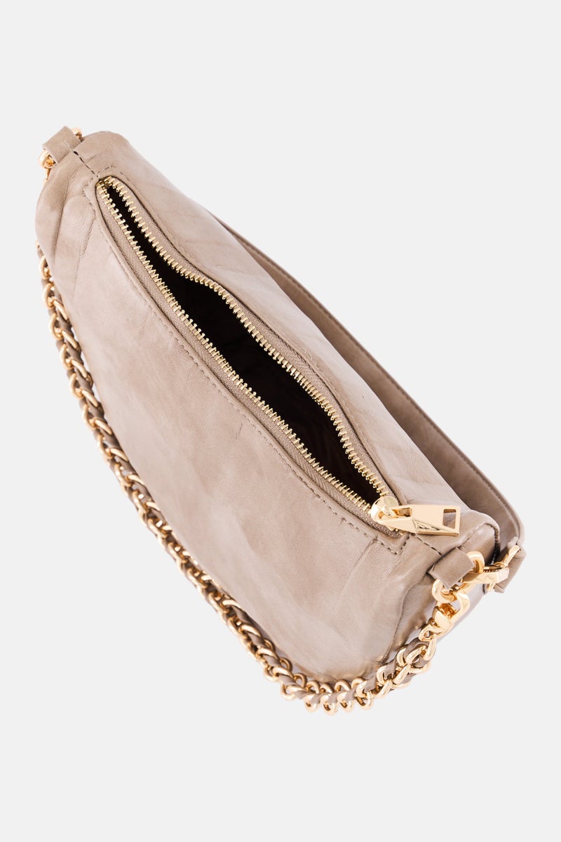 SISLEY Women Brand Logo Shoulder Bag, Taupe - Image 4