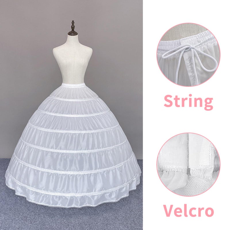 LJXploreMax Women Crinoline A line Petticoat 6 Hoop Tulle Skirt Slip Under dress for Wedding Dress Ball Gown - Image 4