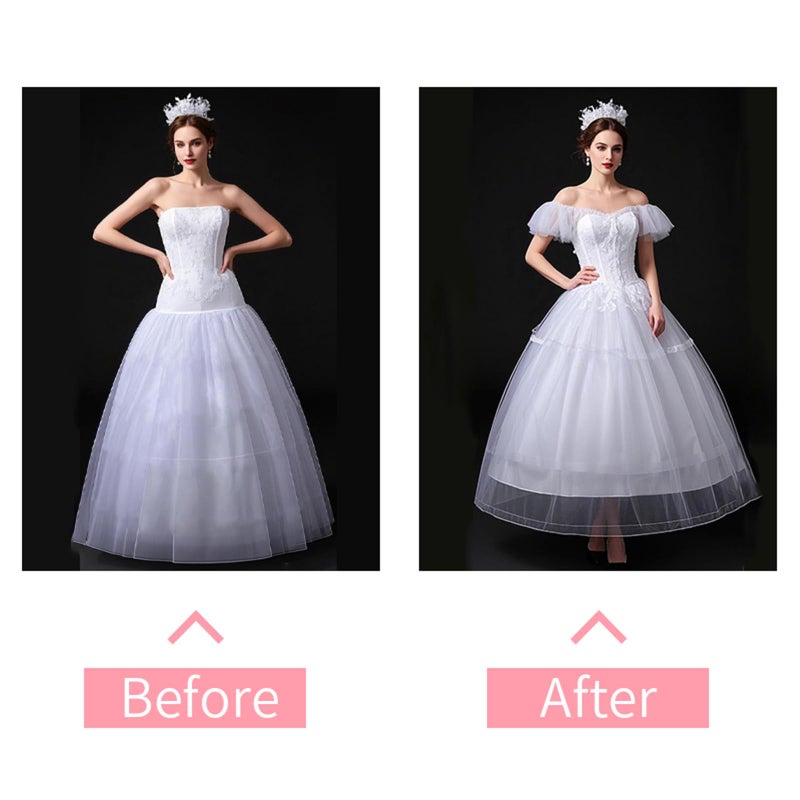 LJXploreMax Women Crinoline A line Petticoat 6 Hoop Tulle Skirt Slip Under dress for Wedding Dress Ball Gown - Image 5