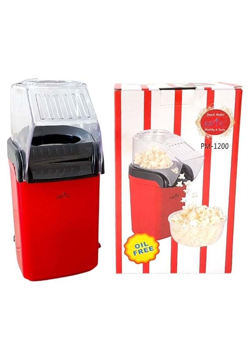 ARTC Popcorn Machine Hot air Pop Popper Maker Small Tabletop Home Party Snack 500ml 1200w Red - Image 1