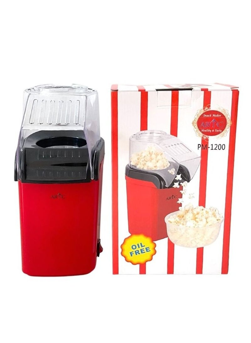 ARTC Popcorn Machine Hot air Pop Popper Maker Small Tabletop Home Party Snack 500ml 1200w Red - Image 2