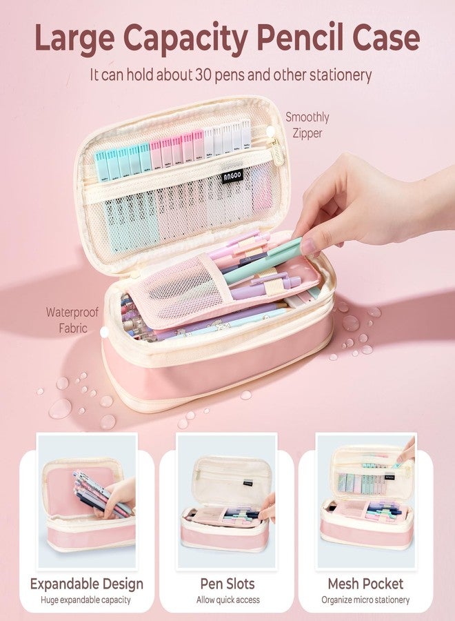 Nicpro 45PCS Aesthetic School Supplies with Pink Pen Case, Pastel Mechanical Pencils 0.5, 0.7, 0.9, 2mm with 462 PCS Lead Refills(4B 2B HB 2H 4H COLORS) Erasers For Student Writing Drawing - Image 2