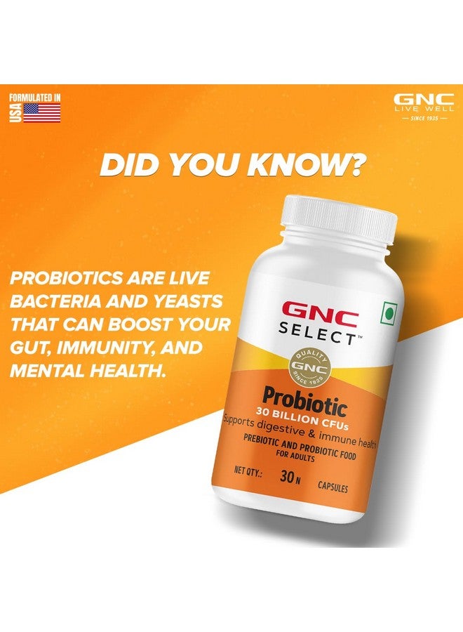 GNC جي إن سي بروبيوتيك | يدعم صحة الجهاز الهضمي والمناعة | مع الإينولين و 30 مليار وحدة تشكيل مستعمرات من مزيج البروبيوتيك المتعدد السلالات - 30 كبسولة - Image 4