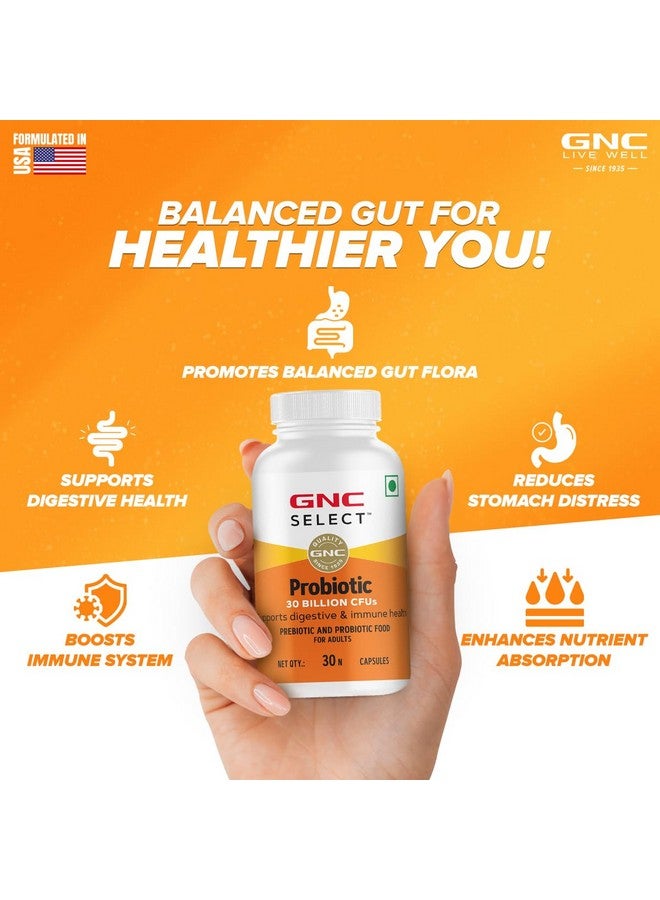 GNC جي إن سي بروبيوتيك | يدعم صحة الجهاز الهضمي والمناعة | مع الإينولين و 30 مليار وحدة تشكيل مستعمرات من مزيج البروبيوتيك المتعدد السلالات - 30 كبسولة - Image 2