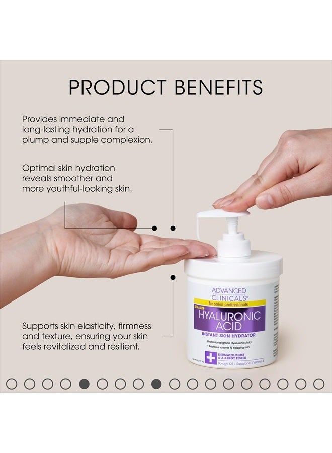 Advanced Clinicals Hyaluronic Acid Body Lotion + Firming Collagen Cream 2pc Skin Care Set | Skin Tightening Body Moisturizer & Face Lotion | Hyaluronic Acid Lotion | Skin Care Products, 2pc Bundle - Image 3