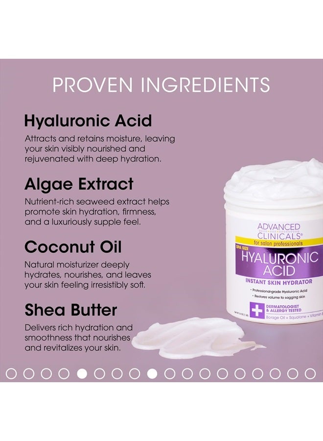 Advanced Clinicals Hyaluronic Acid Body Lotion + Firming Collagen Cream 2pc Skin Care Set | Skin Tightening Body Moisturizer & Face Lotion | Hyaluronic Acid Lotion | Skin Care Products, 2pc Bundle - Image 2