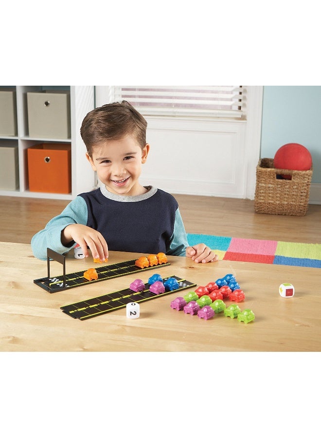 ليرننج ريسورسز مجموعة أنشطة الرياضيات الحركية الصغيرة من Learning Resources، لعبة حسابية للأطفال في السنوات المبكرة، تتضمن عدادات سيارات ونرد وقطع مسار، مناسبة للأعمار من 4 سنوات فما فوق - Image 3
