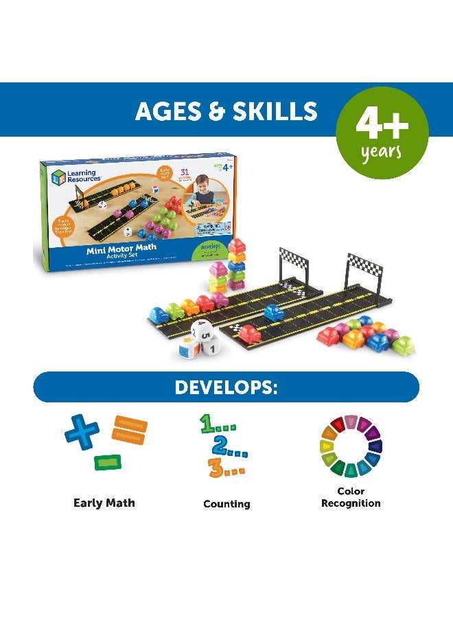 ليرننج ريسورسز مجموعة أنشطة الرياضيات الحركية الصغيرة من Learning Resources، لعبة حسابية للأطفال في السنوات المبكرة، تتضمن عدادات سيارات ونرد وقطع مسار، مناسبة للأعمار من 4 سنوات فما فوق - Image 5
