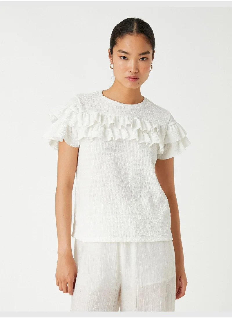 كوتون Frilled T-Shirt Short Sleeve