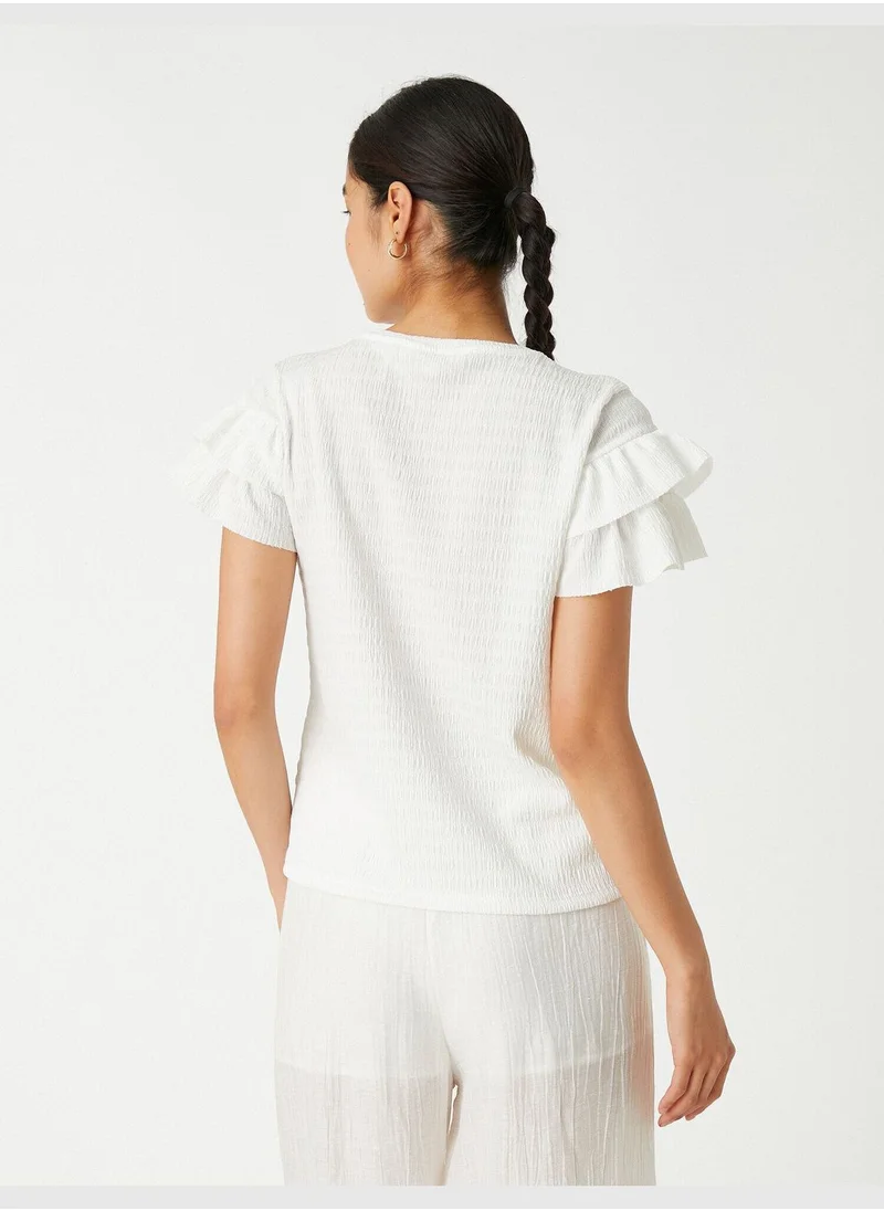 كوتون Frilled T-Shirt Short Sleeve