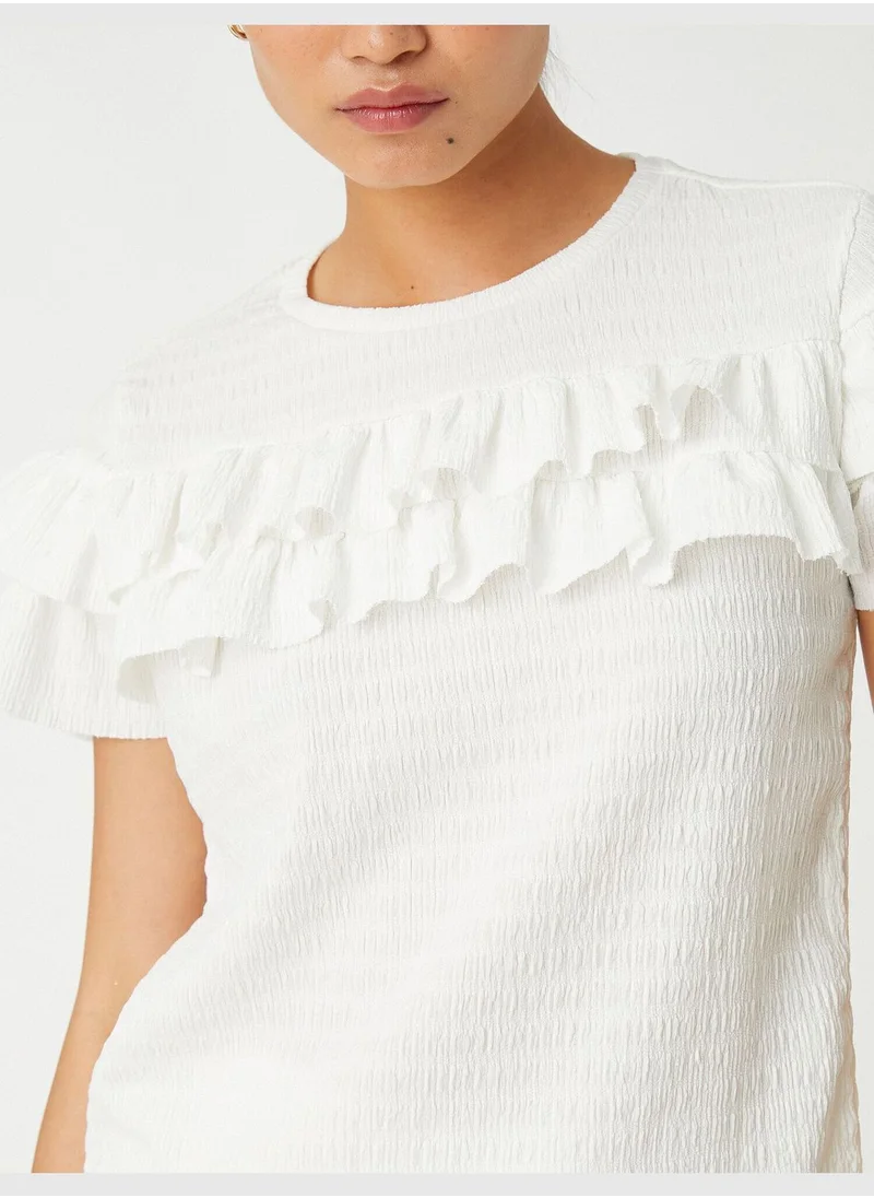 كوتون Frilled T-Shirt Short Sleeve