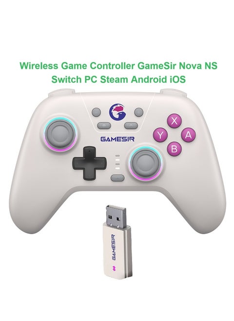Wireless Gamepad GameSir Nova NS Lite 2.4G Game Controller for Switch, PC, Steam, Android, iOS with Hall Effect Trigger, Turbo, Rumble Vibration White