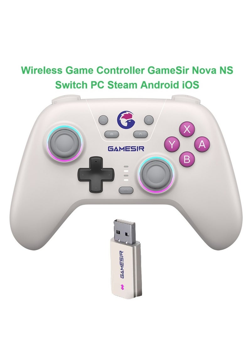 General - Wireless Gamepad GameSir Nova NS Lite 2.4G Game Controller for Switch, PC, Steam, Android, iOS with Hall Effect Trigger, Turbo, Rumble Vibration White - Image 1