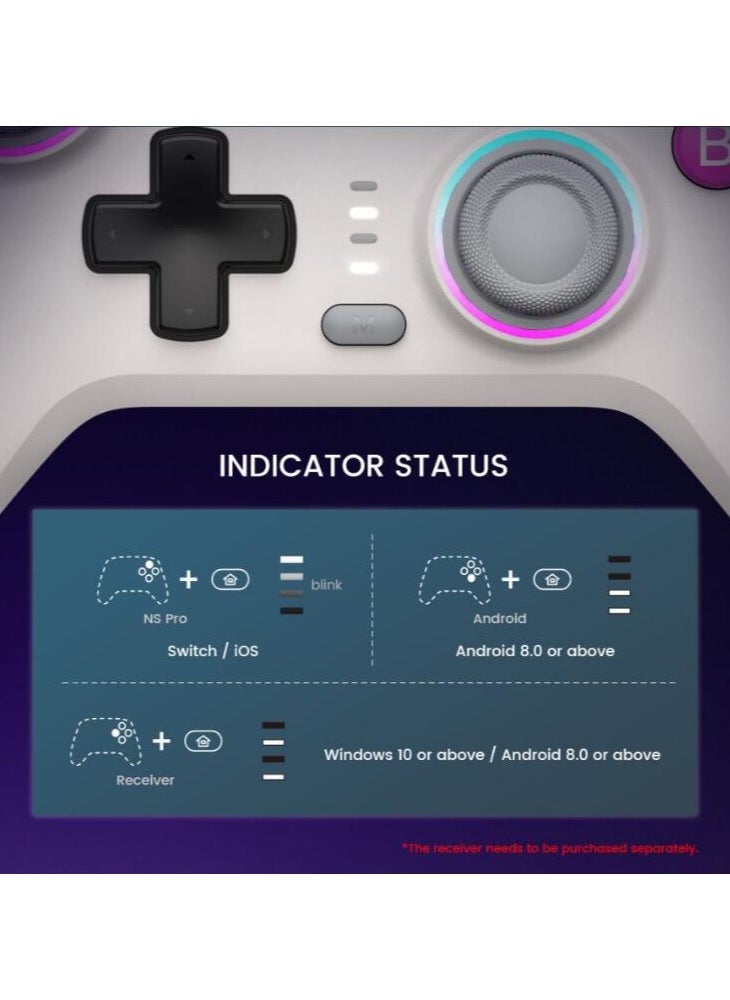 General - Wireless Gamepad GameSir Nova NS Lite 2.4G Game Controller for Switch, PC, Steam, Android, iOS with Hall Effect Trigger, Turbo, Rumble Vibration White - Image 1