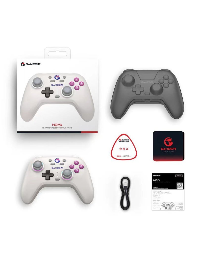 General - Wireless Gamepad GameSir Nova NS Lite 2.4G Game Controller for Switch, PC, Steam, Android, iOS with Hall Effect Trigger, Turbo, Rumble Vibration White - Image 1