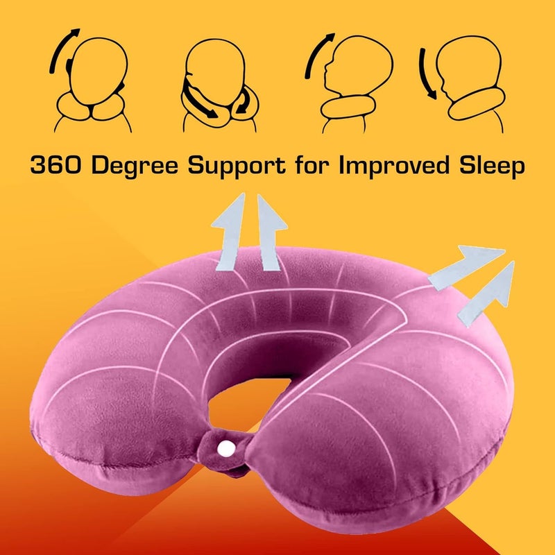 Hundur Store Hundur Store Premium Fiber Filled Neck Pillow, Aeroplane Travel Pillow Neck Adjustable 360 Degree Support Headrest Neck Support Comfortable Pillow - Image 3