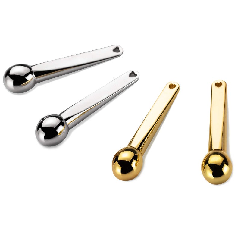 LISAPACK 4 Pack Metal Eye Cream Applicator Eye Serum Roller Ball Massager Stick for Reduce Depuffer Massage SilverGold