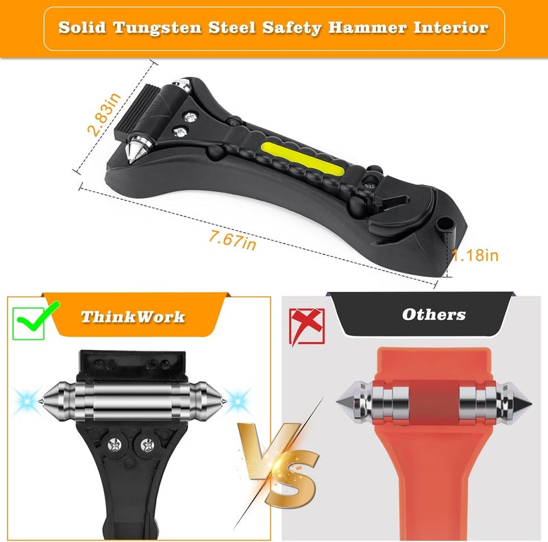 THINKWORK Car Window Breaker, Glass Breaker, Window Breaker Seatbelt Cutter, 2-in-1 Car Safety Hammer with One Second Emergency Glass Hammer, Safety Emergency Car Escape Tool for Car, Office, Home - Image 2