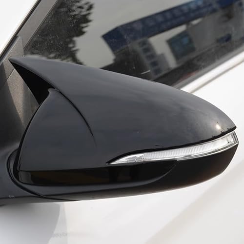 Blazeray Car Styling ABS Door Ox Horn Rear View Mirror Shell Cover Caps Trim Exterior Decoration Accessories For Hyundai Elantra 2017 2018 2019 2020(Bright Black) - Image 2