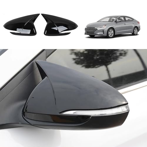 Blazeray Car Styling ABS Door Ox Horn Rear View Mirror Shell Cover Caps Trim Exterior Decoration Accessories For Hyundai Elantra 2017 2018 2019 2020(Bright Black) - Image 1
