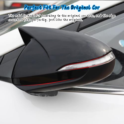 Blazeray Car Styling ABS Door Ox Horn Rear View Mirror Shell Cover Caps Trim Exterior Decoration Accessories For Hyundai Elantra 2017 2018 2019 2020(Bright Black) - Image 5
