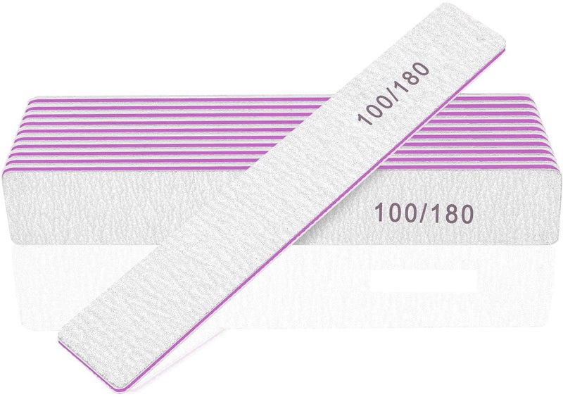 Premify 8pcs Nail File Set, Professional Washable Double-Sided 100/180 Grit Nail Files, Emery Board Manicure Tools For Shining Nails, Shape Your Nails with Smooth Edges
