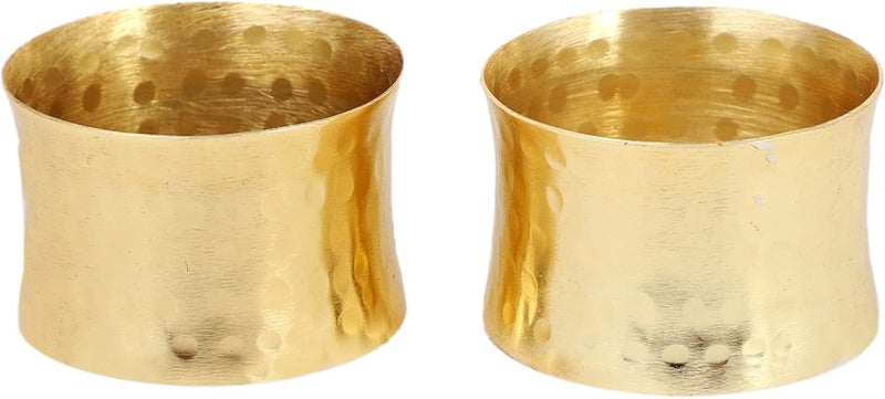 ITOS365 Handmade Round Hammered Golden Napkin Rings Holder for Dinning Table Parties Everyday, Set of 12 - Image 2
