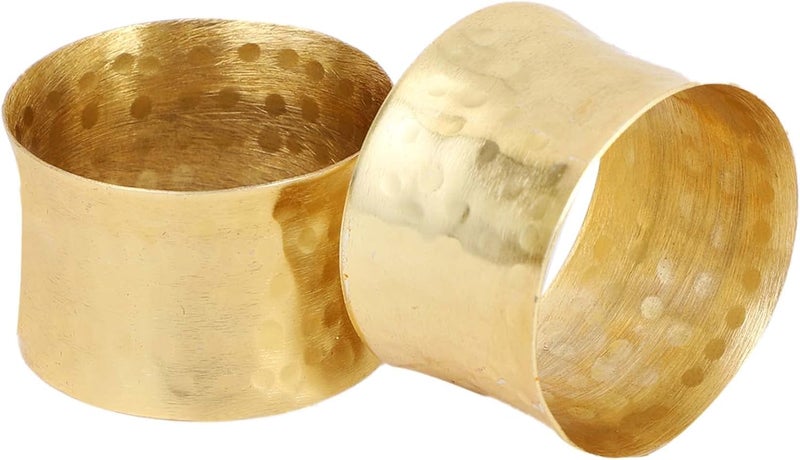 ITOS365 Handmade Round Hammered Golden Napkin Rings Holder for Dinning Table Parties Everyday, Set of 12 - Image 3