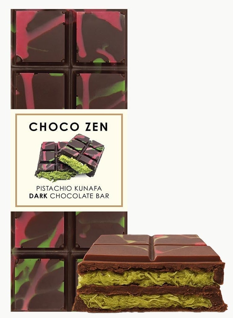 شوكو زين بريميوم بالفستق والكنافة لوح شوكولاتة داكنة 65 جم - Image 1