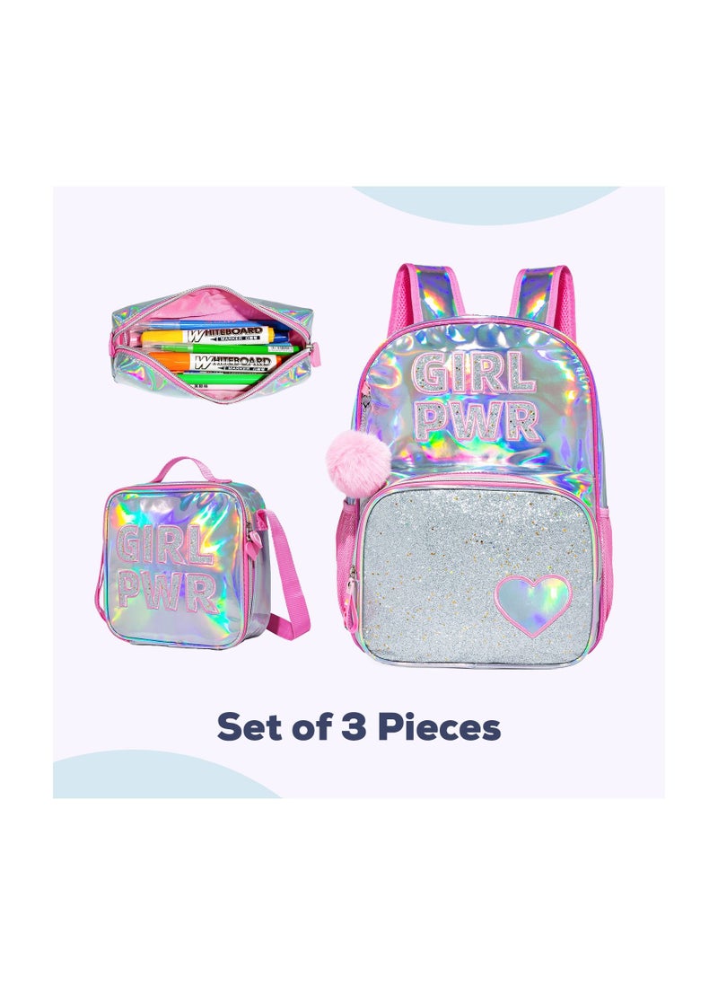 Eazy Kids Eazy Kids 18inch School Bag Lunch Bag Pencil Case Set of 3 Girl Power-Pink  - Image 2