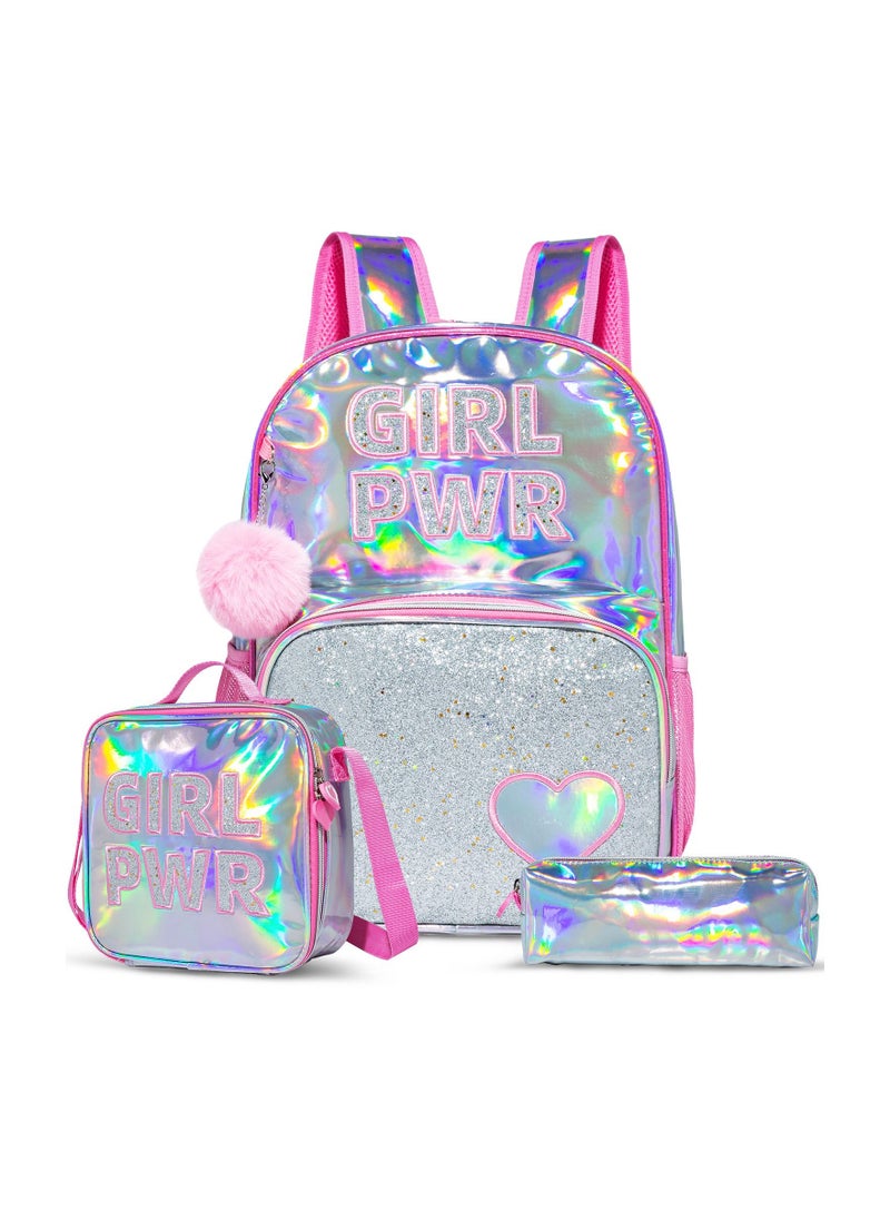 Eazy Kids Eazy Kids 18inch School Bag Lunch Bag Pencil Case Set of 3 Girl Power-Pink  - Image 1