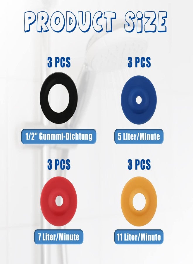 AIEX 12pcs Water Flow Restrictor, Silicone Shower Flow Reducer Limiter in 4 Specifications Water Flow Reducer for Shower Head Handheld Showers - Image 2