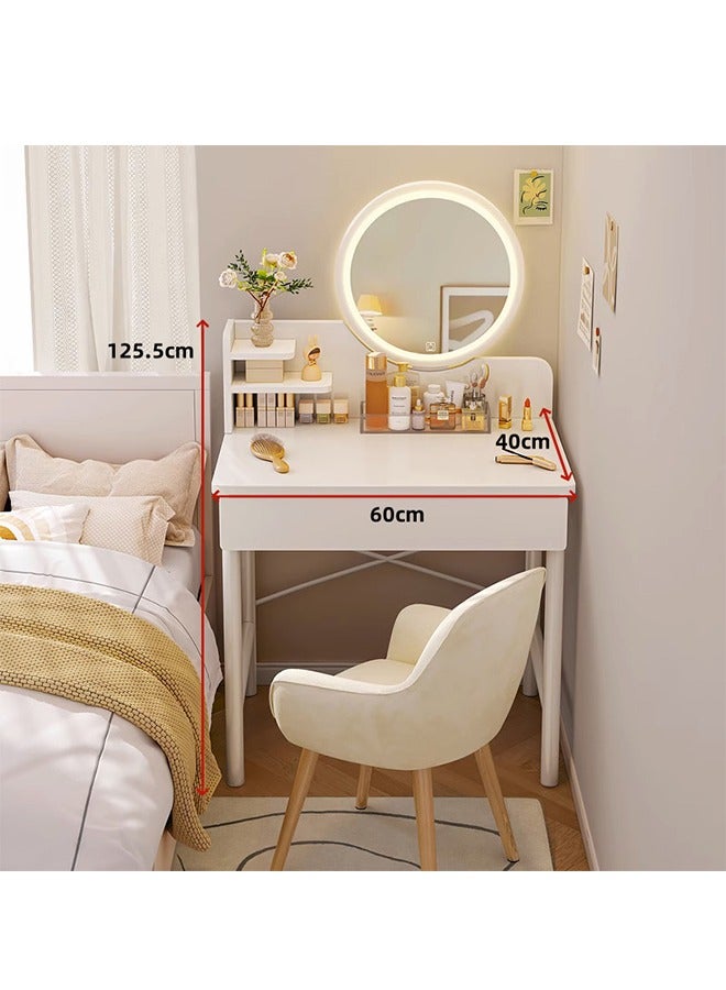 Generic Bedroom Dressing Table, Vanity Table,Dressing Table, With Mirror, Adjustable LED Light, Single Drawer And Storage Rack, 60cm×40cm×125.5cm.  - Image 2