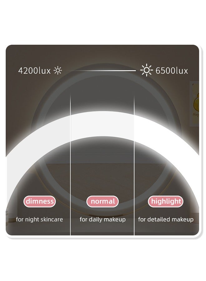 Modern Simple Dressing Table, Vanity Table with LED Light and Mirror, Bedroom Makeup Table with Drawers and Shelves (60*40*125.5CM) - Image 5