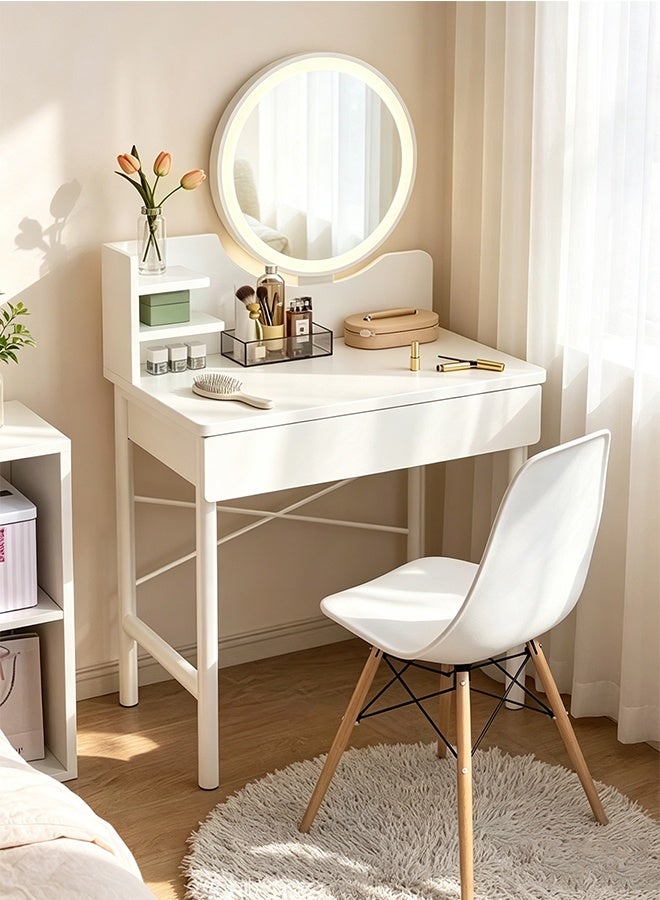 Dressing Table, Vanity Table with LED Light Mirror, Dressing Table, 60cm Makeup Table with Large Drawers and Storage Shelves, Multifunctional Dressing Furniture for Bedroom Dressing Room - Image 1