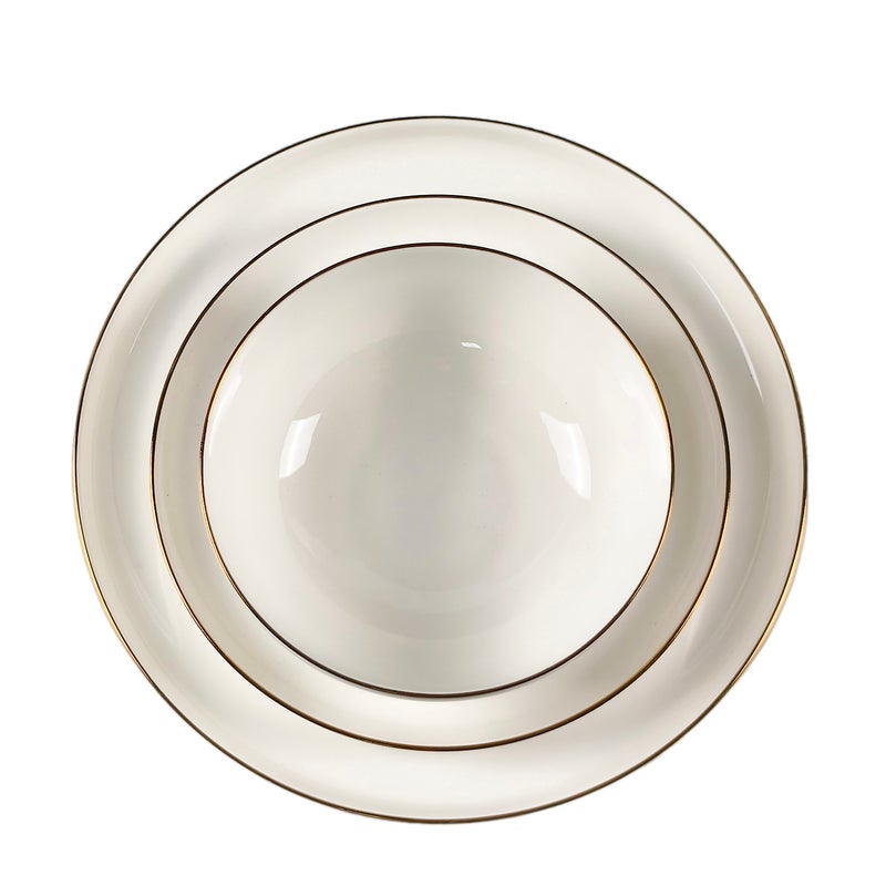 Cuisine Art SOLA 12PCS Bone China Dinner Set – Premium Gold Rim Plates & Bowls | 4 Dinner Plates, 4 Side Plates 21.2cm, 4 Deep Bowls | Elegant Tableware for Daily Use & Special Occasions - Image 2
