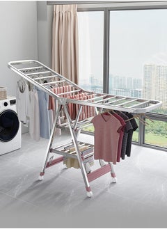 Occuwzz Folding Clothes Drying Rack 1.8m Winged Clothes Airer Multifunctional Top Configuration Air Dryer Clothes Horse with Height Adjustable Wings Clothes Drying Rack with Sock Clips  - Image 1