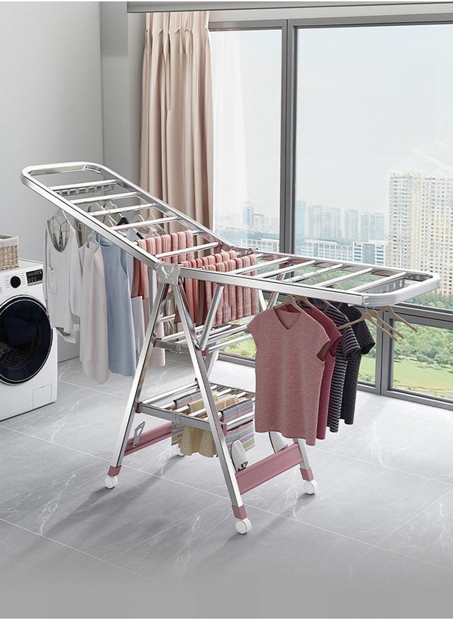 Occuwzz Folding Clothes Drying Rack 1.8m Winged Clothes Airer Multifunctional Top Configuration Air Dryer Clothes Horse with Height Adjustable Wings Clothes Drying Rack with Sock Clips  - Image 1