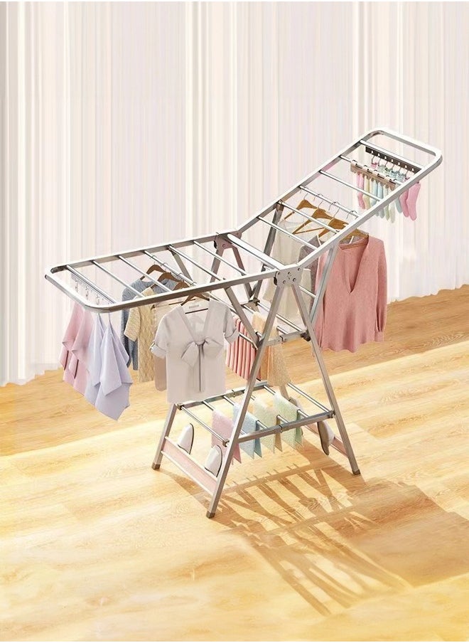 Occuwzz Folding Clothes Drying Rack 1.8m Winged Clothes Airer Multifunctional Top Configuration Air Dryer Clothes Horse with Height Adjustable Wings Clothes Drying Rack with Sock Clips  - Image 2
