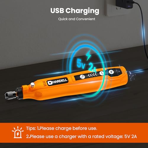 HARDELL Mini Cordless Rotary Tool, 5-Speed and USB Charging with storage case, Multi-Purpose 3.7V Power Rotary Tool for Sanding, Polishing, Drilling, Etching, Engraving, DIY Crafts - Image 2