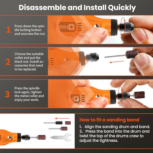 HARDELL Mini Cordless Rotary Tool, 5-Speed and USB Charging with storage case, Multi-Purpose 3.7V Power Rotary Tool for Sanding, Polishing, Drilling, Etching, Engraving, DIY Crafts - Image 3