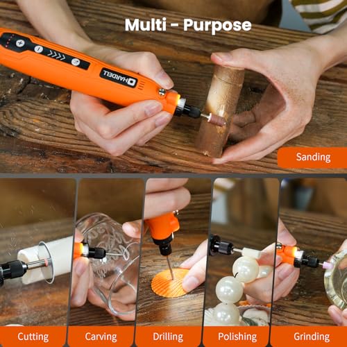 HARDELL Mini Cordless Rotary Tool, 5-Speed and USB Charging with storage case, Multi-Purpose 3.7V Power Rotary Tool for Sanding, Polishing, Drilling, Etching, Engraving, DIY Crafts - Image 4