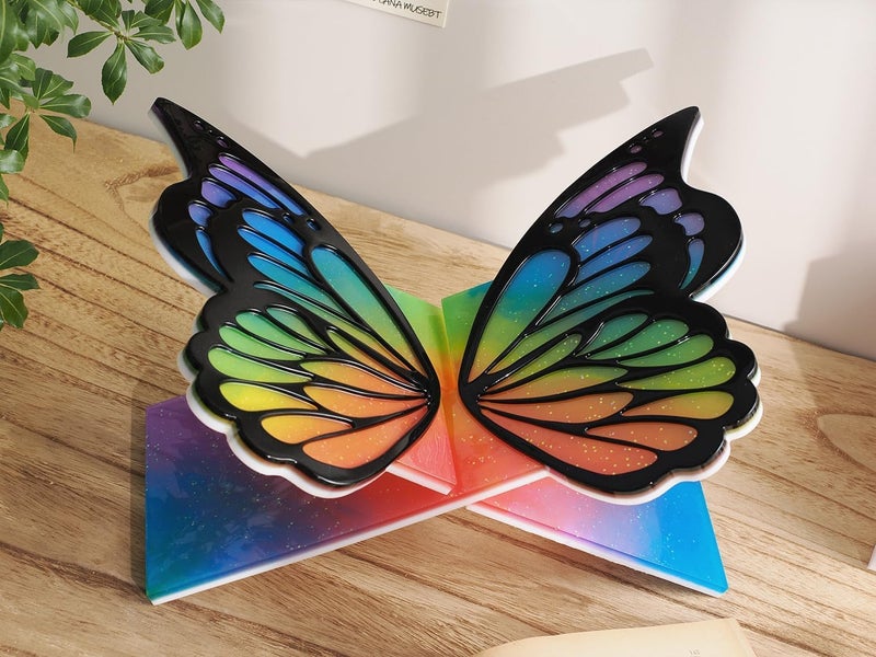 BRIGHTAIL INFRA BRIGHTAIL INFRA 1 Set 2 Pcs Book Holder Stand Silicone Resin Mold Butterfly Shaped Holders for Reading HandsFree Epoxy Silicone Casting Molds Bookshelf for Reading Books 3D DIY Crafts 