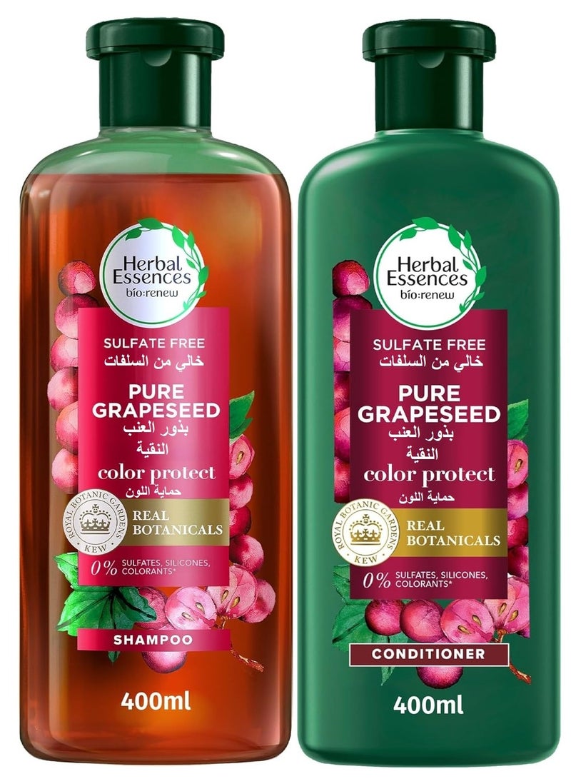 Herbal Essences Sulfate-Free Color Protect Shampoo and Conditioner, with Certified Pure Antioxidant-Rich Grapeseed, 400ml+400ml - Image 2