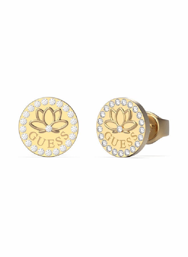 GUESS Gold Lotus Stud Earring 