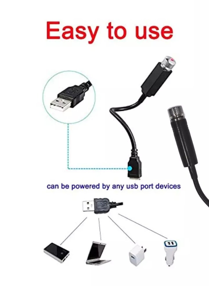 رويال ضوء ليلي لجهاز عرض USB على شكل نجمة، ضوء سيارة بروجكتور رومانسي مرصع بالنجوم قابل للتعديل، ضوء سقف تلقائي مزخرف للجو المحمول للسيارة وغرفة النوم والحفلات والجدار والسقف وما إلى ذلك. (أزرق) - Image 4