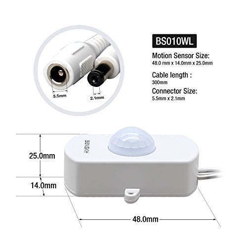SENSKY BS010WL DC 12v to 24v Mini Pir Motion Sensor Switch Occupancy Sensor Switch for DIY LED Lighting (Light Sensor, Delay Time, Sensor Distance, Adjustable) - Image 3