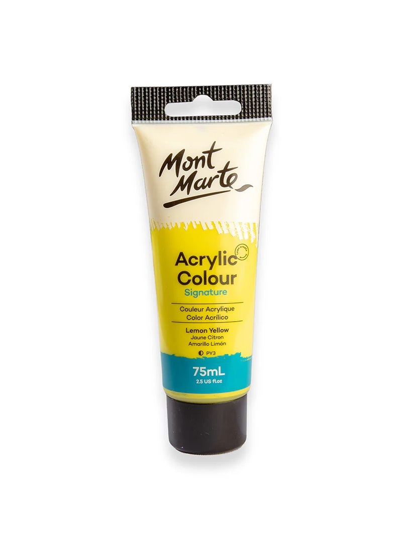 Mont Marte Signature Acrylic Colour Paint Tube 75ml Content Lemon Yellow - Image 1